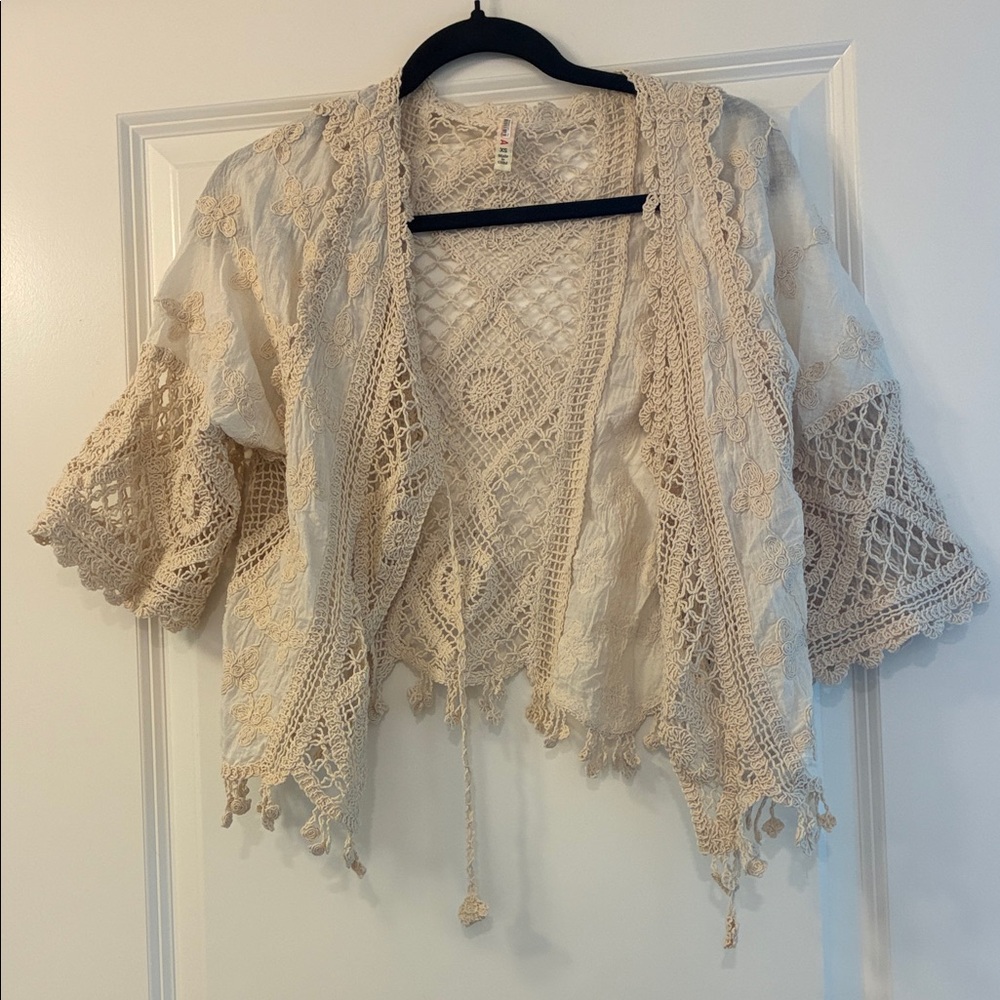 Boho Crochet Lace Kimono Cardigan